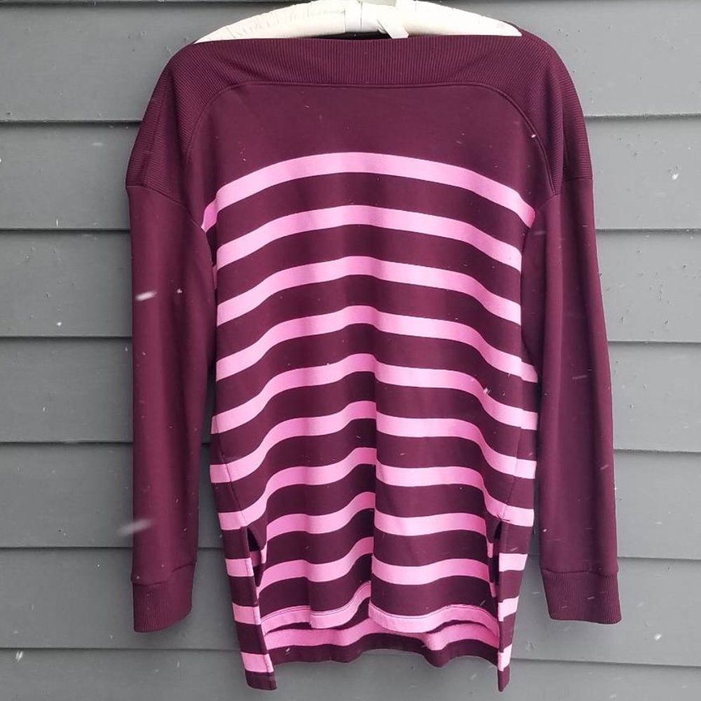 Lou & Gray Burgundy Pink Long Sleeve Soft Stripe Tee size Medium